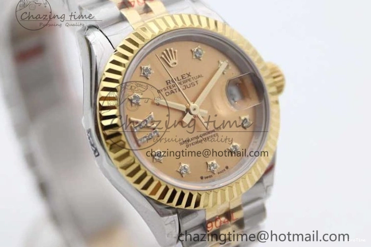 MiroTime 0420 Minimalist Datejust 28mm 279179 SS YG TWF Best Edition Gold Diamonds Markers Dial on SS YG Jubilee Bracelet NH 2141